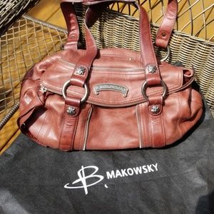 B. Makowsky Large Leather Shoulder Bag